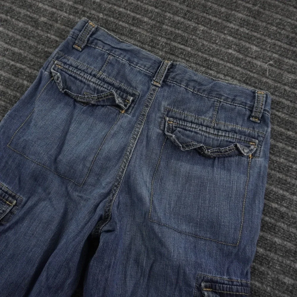 Old‎ Navy Cargo Shorts Boys 18 Blue Denim Medium Wash Adjustable Waist Utility